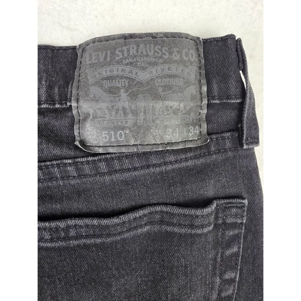 Levi's 510 Men's‎ 34x34 Skinny Fit Jean Fit Black Denim (32x31 READ)